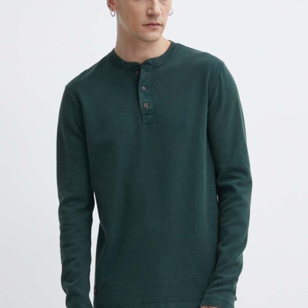 Superdry longsleeve din bumbac culoarea verde