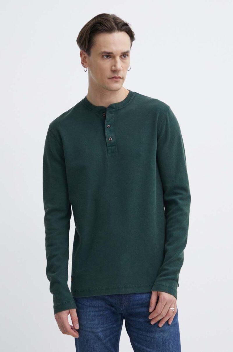 Superdry longsleeve din bumbac culoarea verde