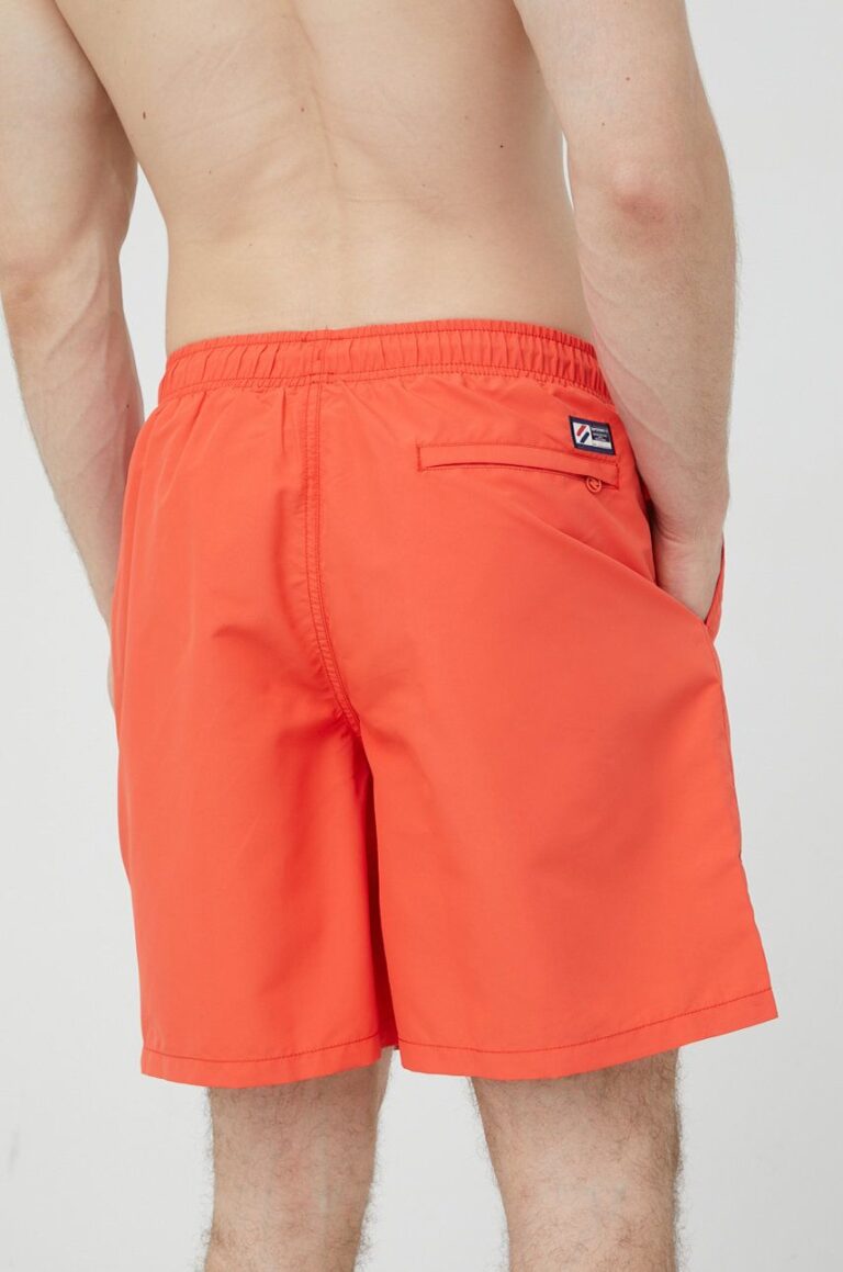 Superdry pantaloni scurti de baie culoarea portocaliu preţ