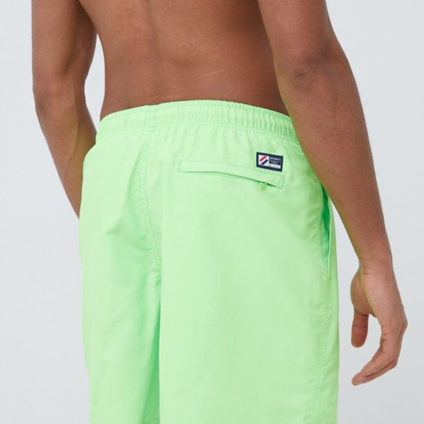 Superdry pantaloni scurti de baie culoarea verde preţ