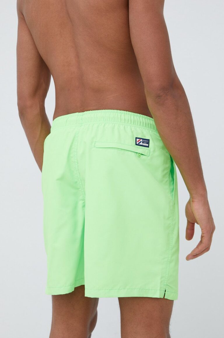 Superdry pantaloni scurti de baie culoarea verde preţ