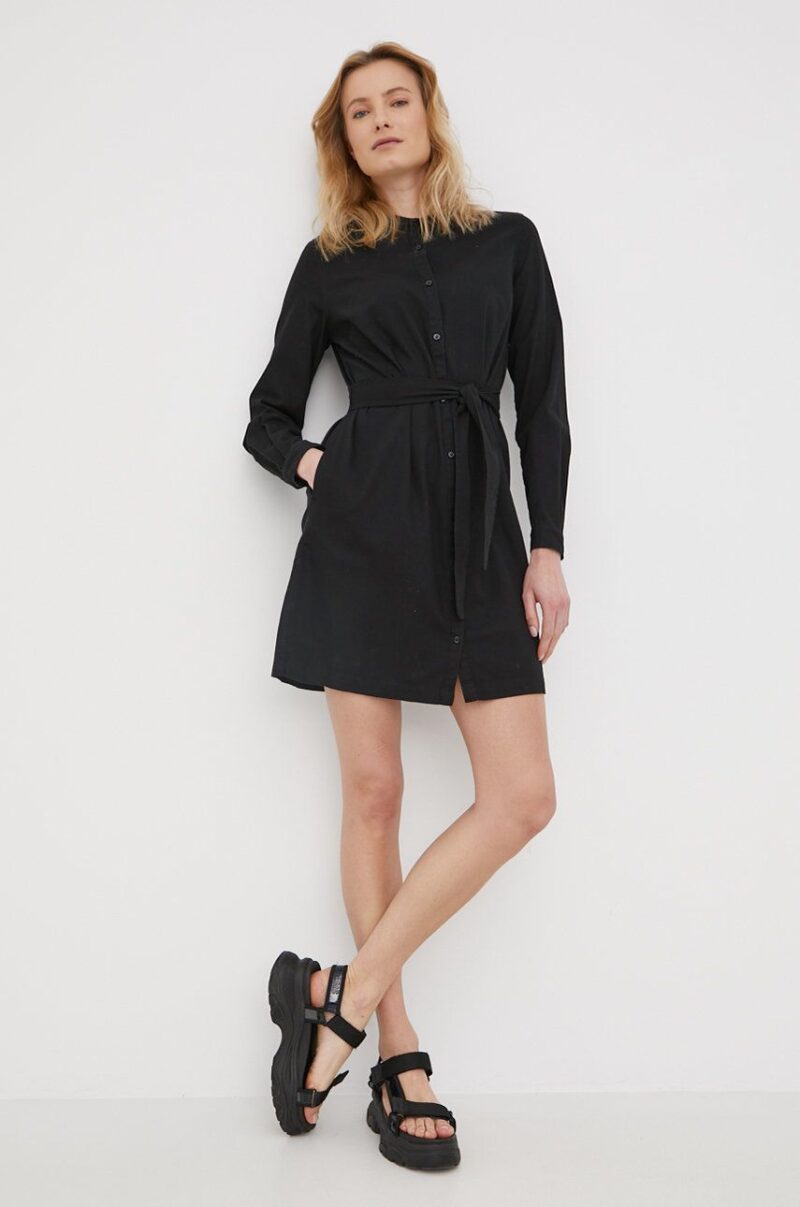 Superdry rochie din bumbac culoarea negru