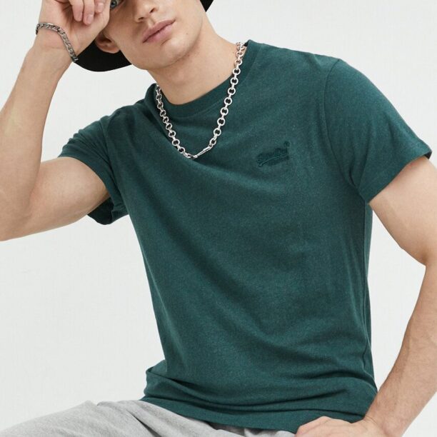 Superdry tricou din bumbac culoarea verde