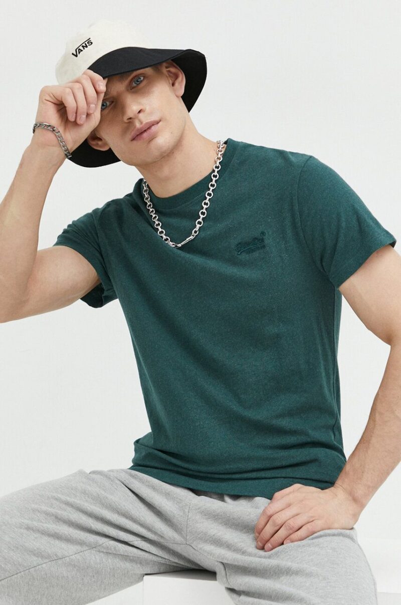 Superdry tricou din bumbac culoarea verde