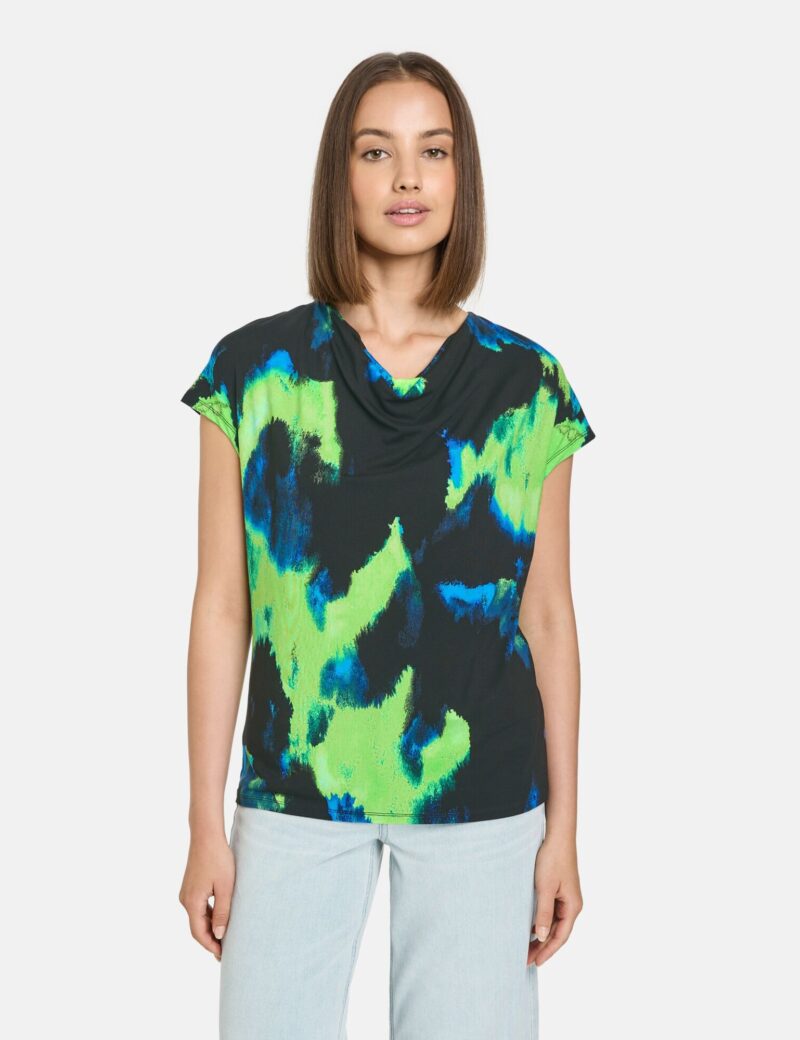 TAIFUN Tricou  albastru / verde neon / negru