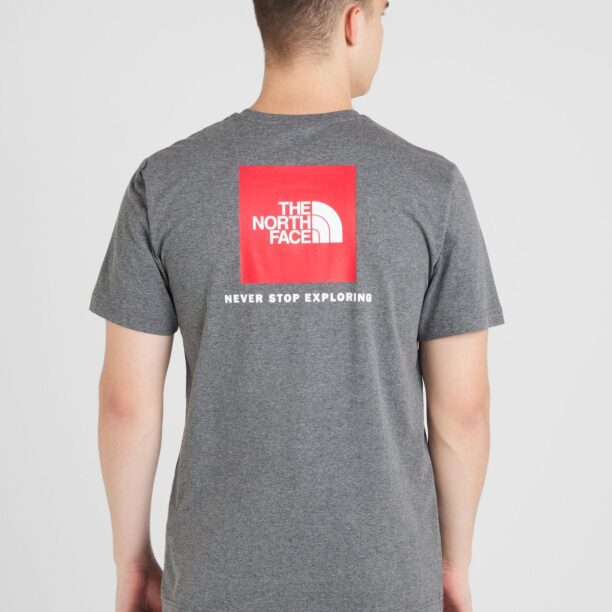 THE NORTH FACE Tricou 'REDBOX'  gri amestecat / roșu / alb