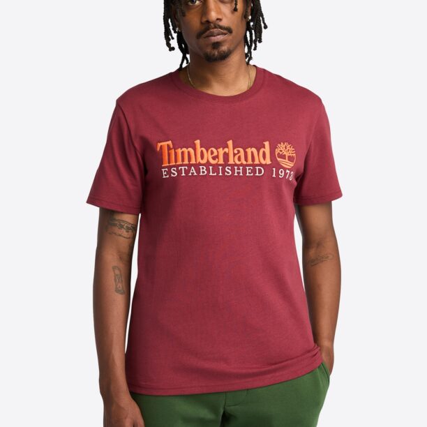 TIMBERLAND Tricou 'Embroidery'  portocaliu / roşu închis / alb