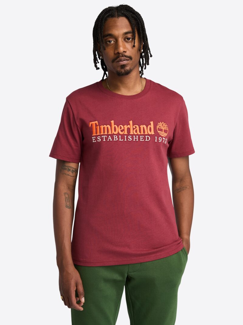 TIMBERLAND Tricou 'Embroidery'  portocaliu / roşu închis / alb