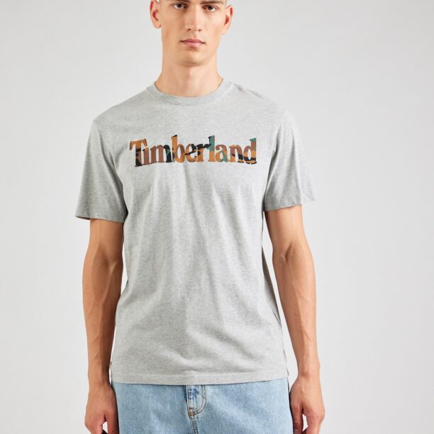 TIMBERLAND Tricou 'Heritage'  maro / gri amestecat / verde smarald / negru