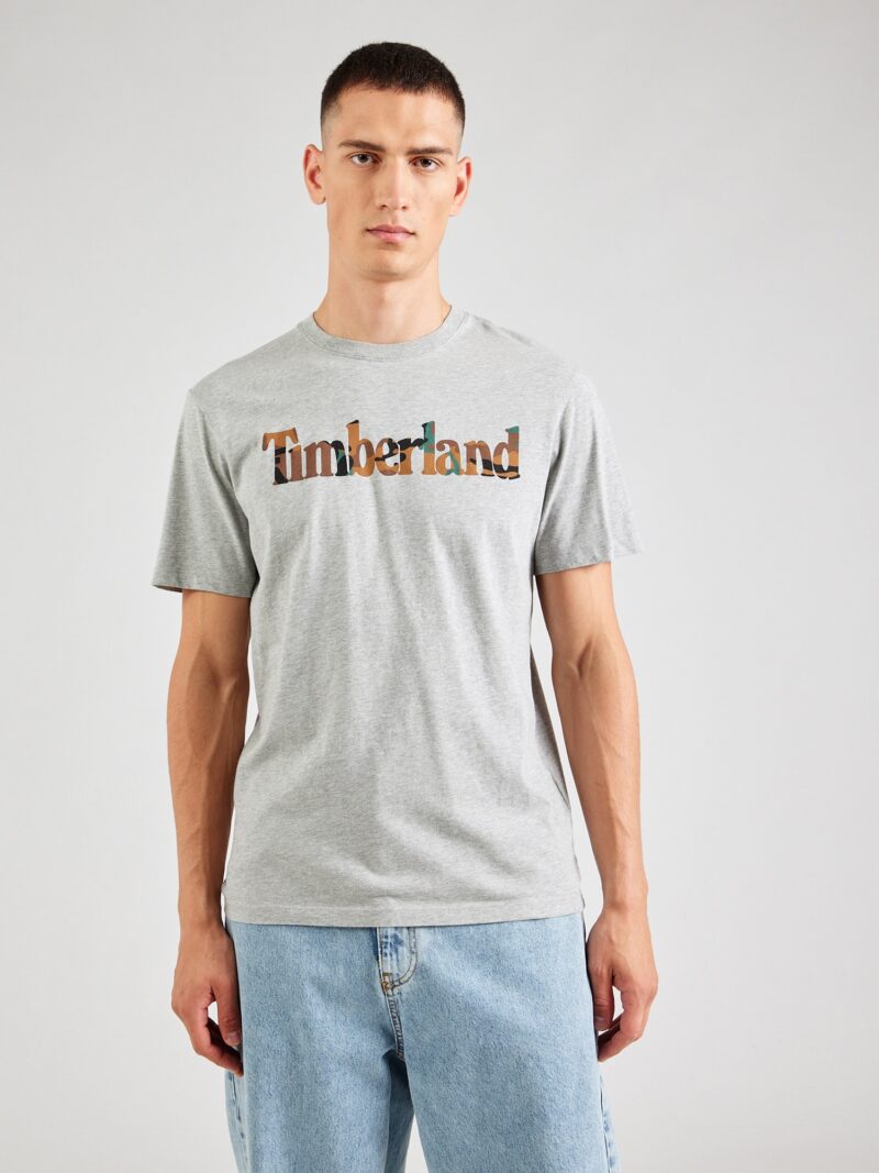 TIMBERLAND Tricou 'Heritage'  maro / gri amestecat / verde smarald / negru