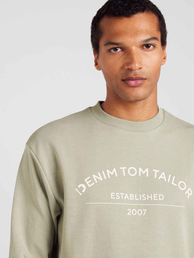 TOM TAILOR DENIM Bluză de molton  verde deschis / alb lână