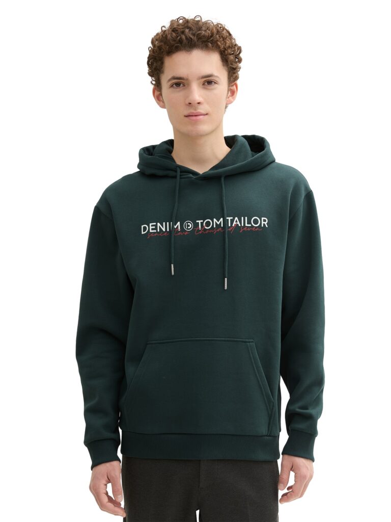 TOM TAILOR DENIM Bluză de molton  verde închis / roșu / alb