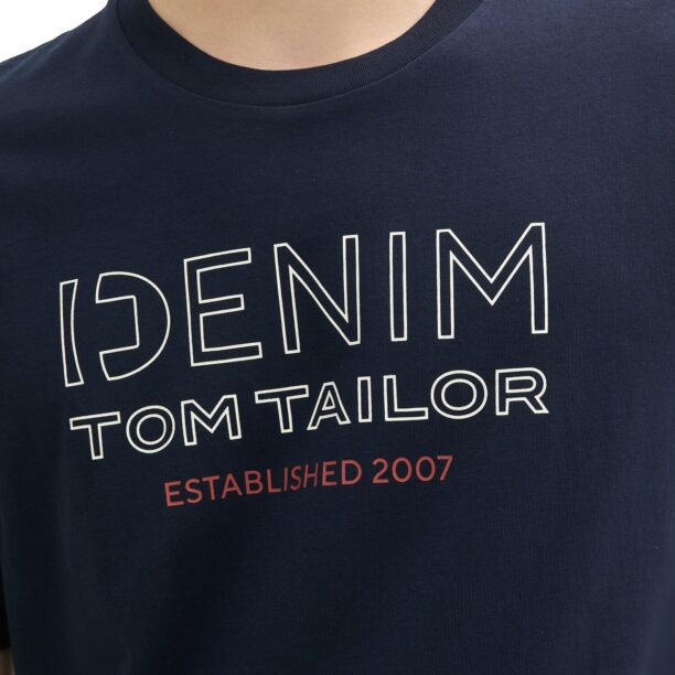 Preţ TOM TAILOR DENIM Tricou  albastru închis / roșu pepene / alb