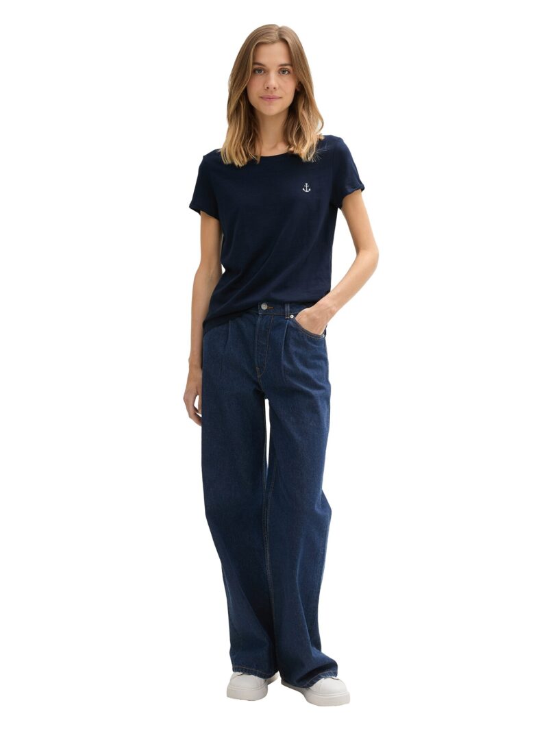 Cumpăra TOM TAILOR DENIM Tricou  bleumarin / alb murdar