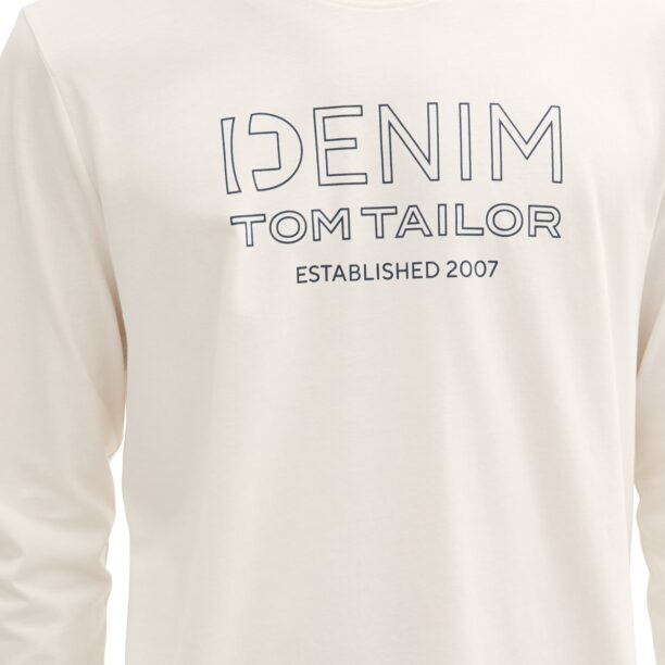 Preţ TOM TAILOR DENIM Tricou  negru / alb lână