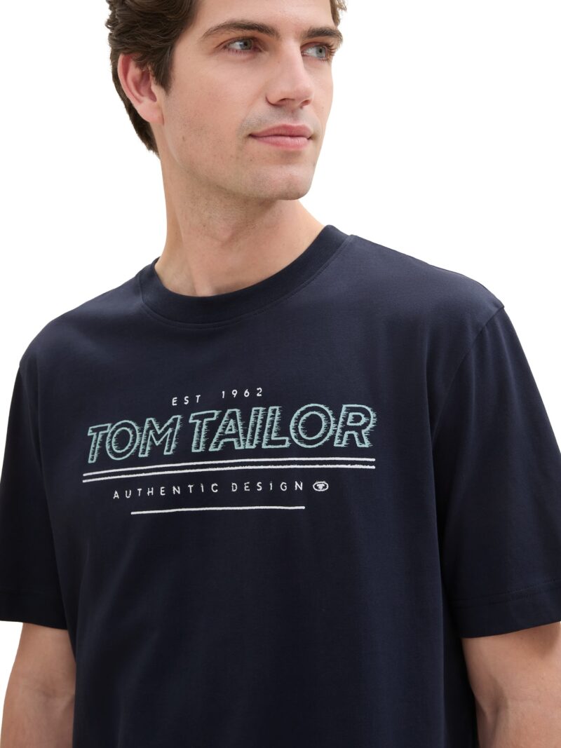 Preţ TOM TAILOR Tricou  albastru închis / verde mentă / alb