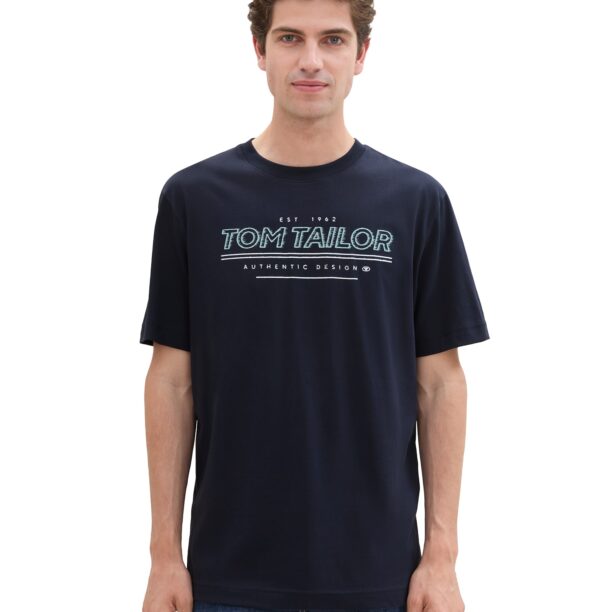 TOM TAILOR Tricou  albastru închis / verde mentă / alb