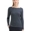 TOM TAILOR Tricou  albastru marin / alb