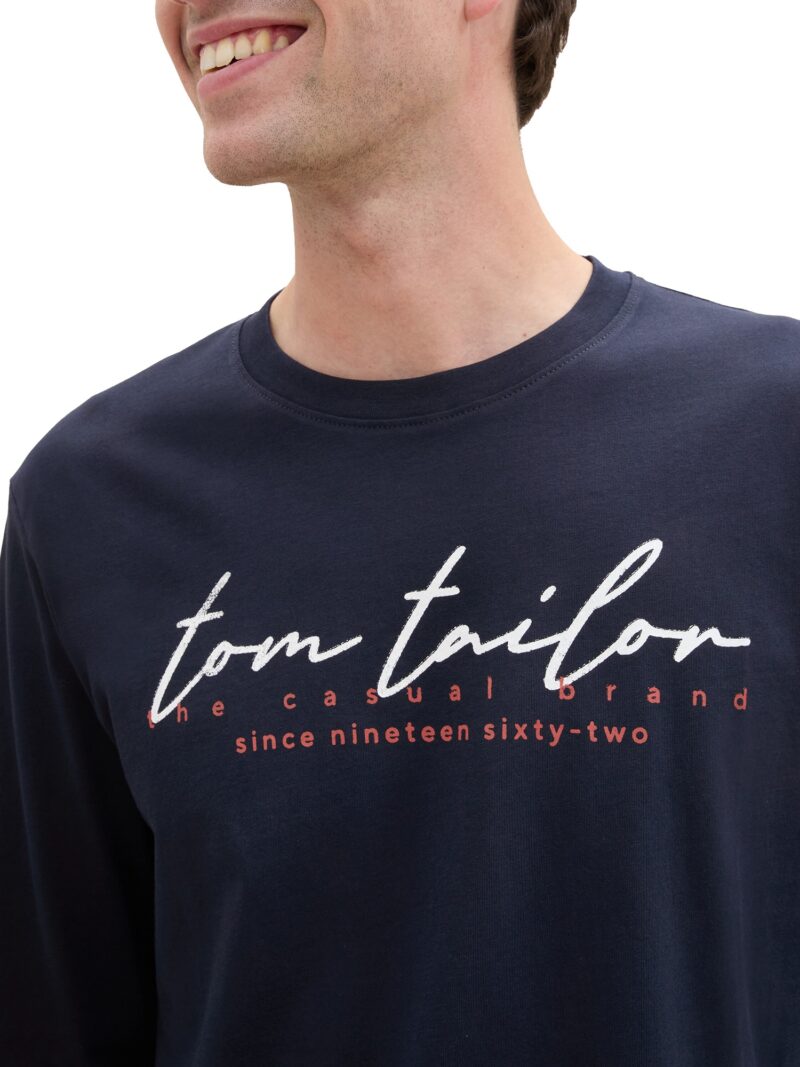 Preţ TOM TAILOR Tricou  albastru marin / roșu pepene / alb