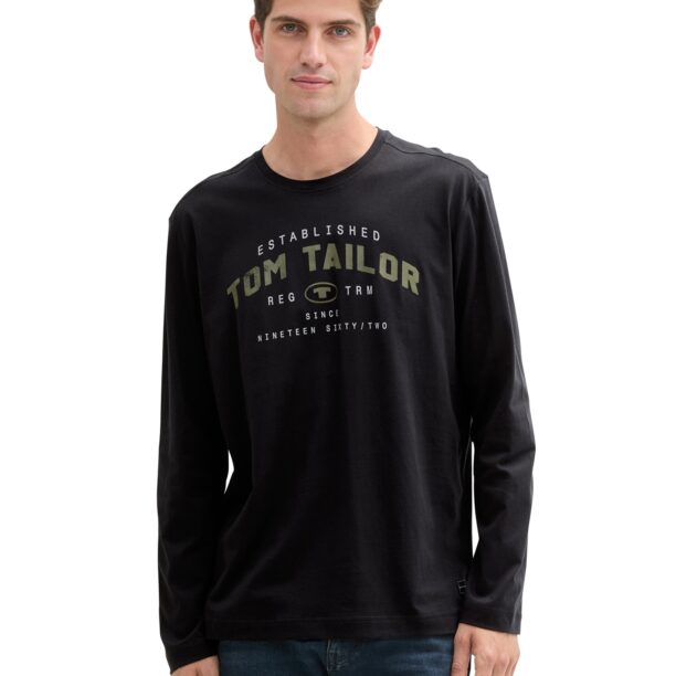 TOM TAILOR Tricou  gri / negru / alb