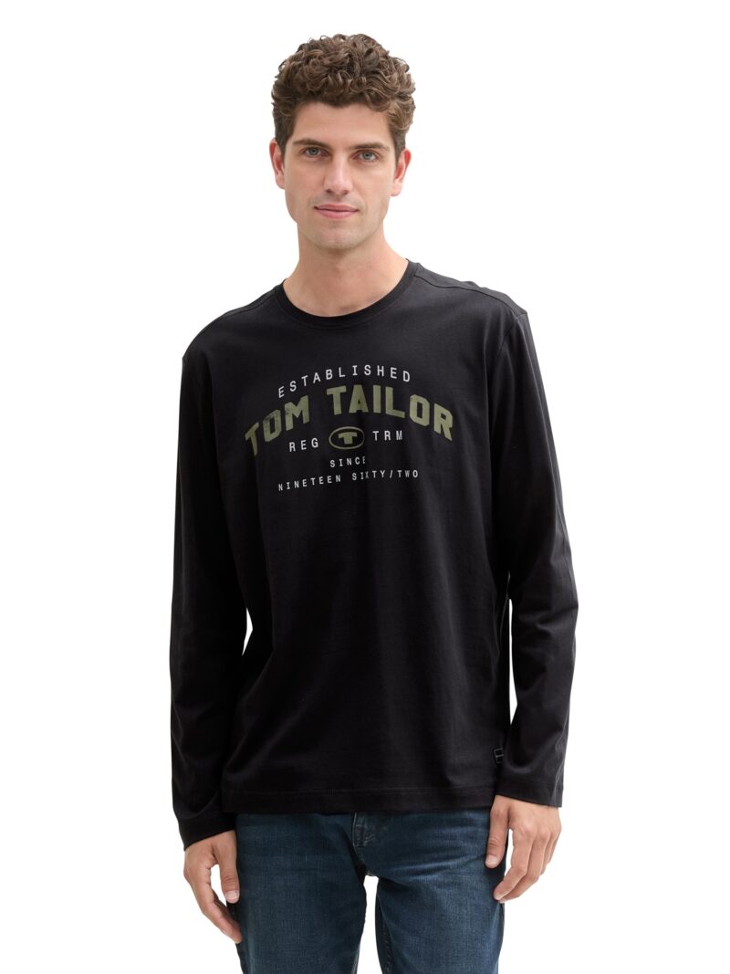 TOM TAILOR Tricou  gri / negru / alb