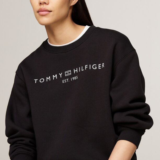 Cumpăra TOMMY HILFIGER Bluză de molton  negru / alb