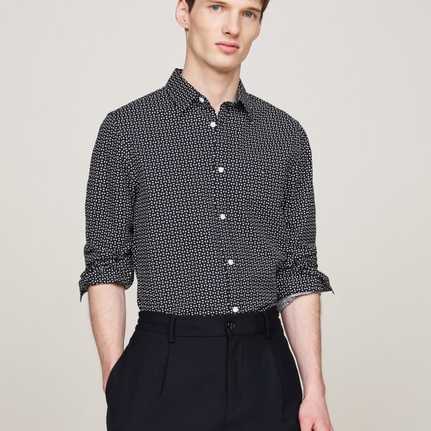 TOMMY HILFIGER Cămașă  negru / alb