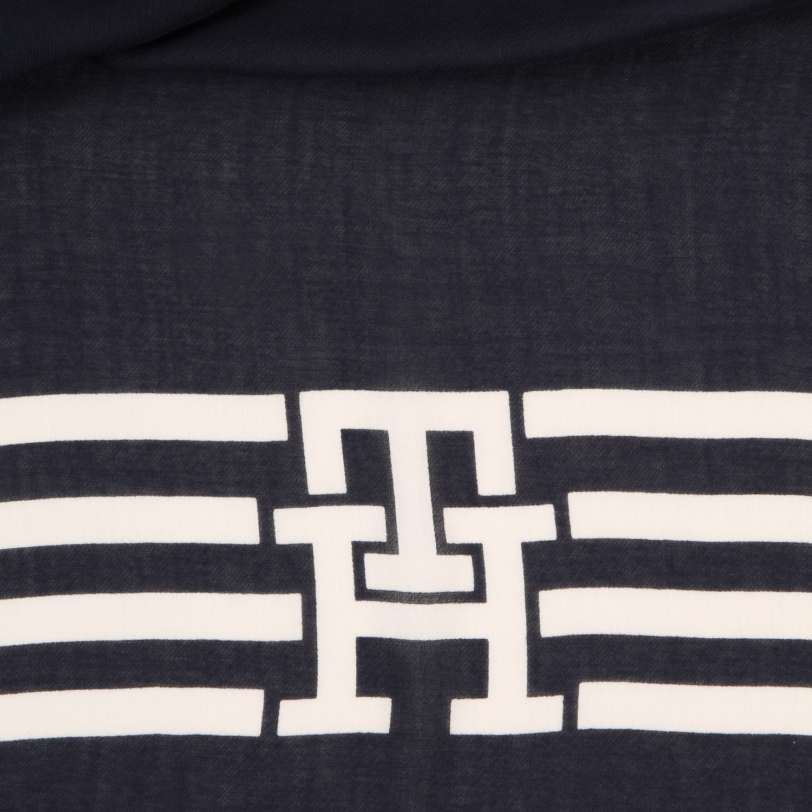 TOMMY HILFIGER Fular 'NAVAL'  albastru închis / alb murdar