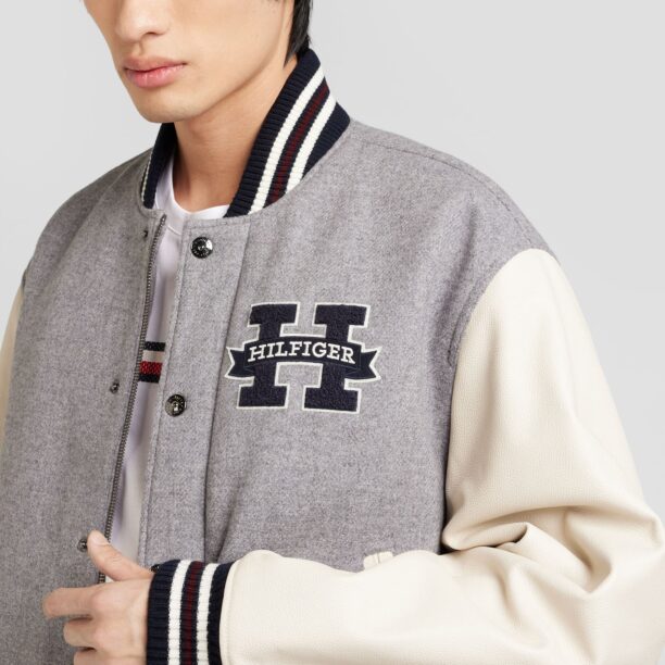 TOMMY HILFIGER Geacă de primăvară-toamnă  albastru marin / gri / alb / alb lână preţ