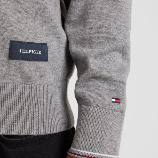 TOMMY HILFIGER Geacă tricotată  gri amestecat / roșu / alb preţ