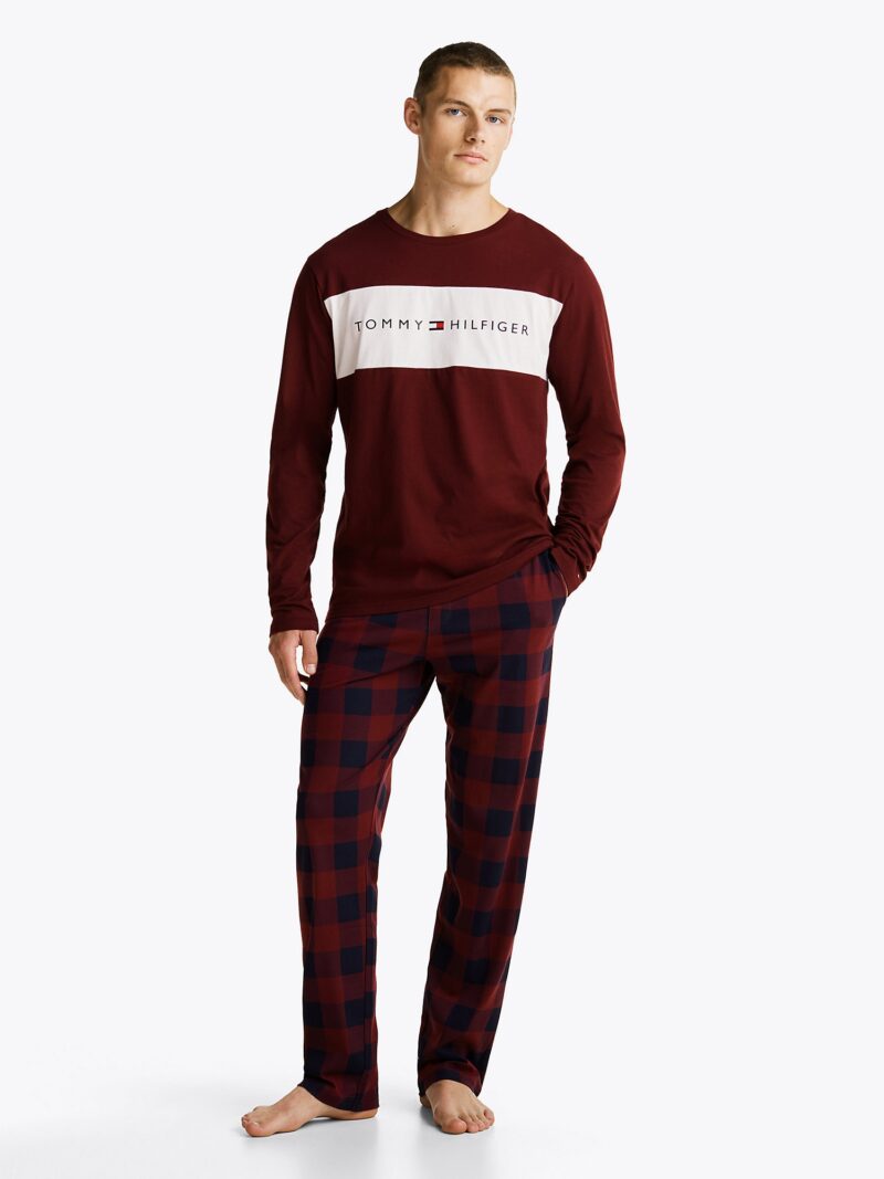 TOMMY HILFIGER Pantaloni de pijama  roșu vin / roșu merlot / negru