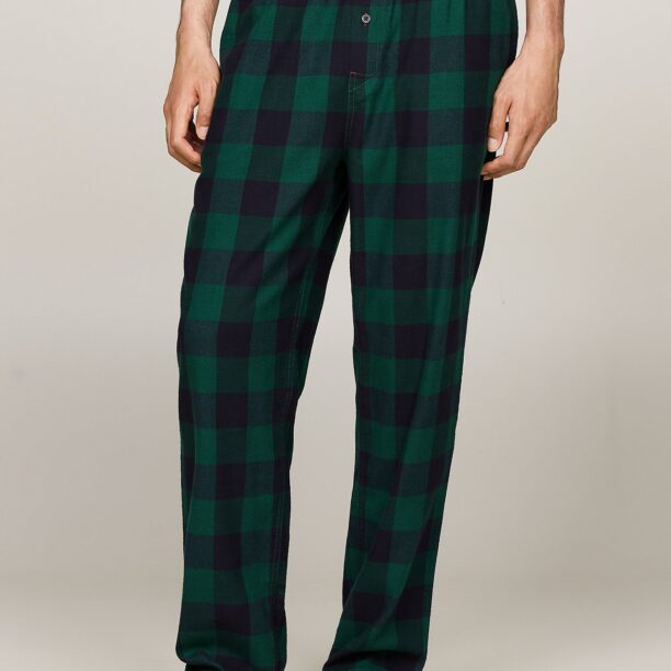 TOMMY HILFIGER Pantaloni de pijama  verde închis / negru