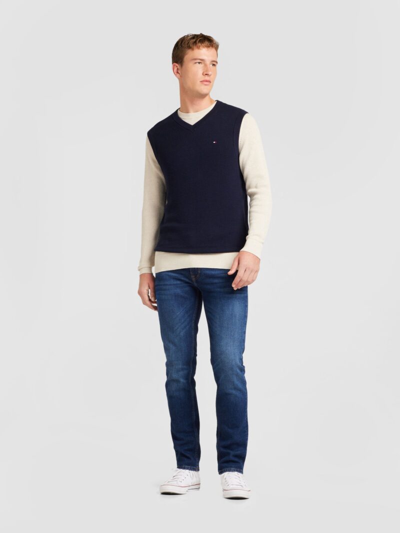 TOMMY HILFIGER Pulover  bleumarin / maro cappuccino / roșu / alb