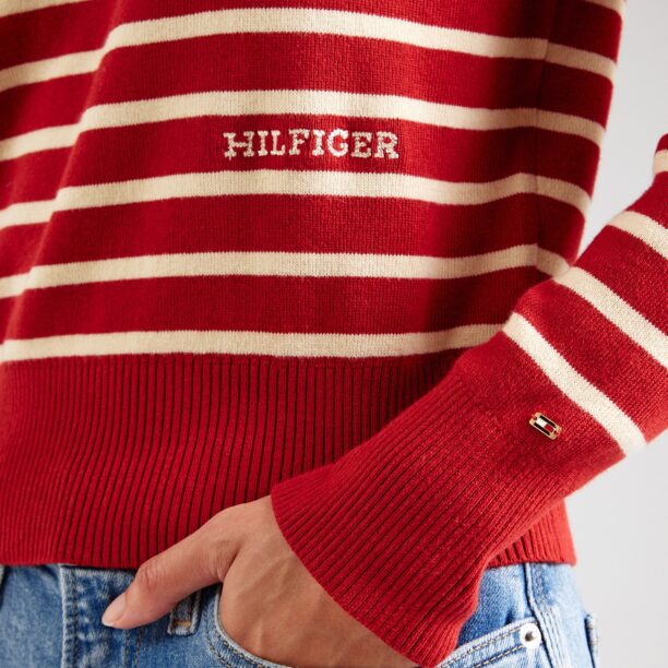 Preţ TOMMY HILFIGER Pulover  roșu / alb lână