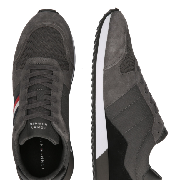 TOMMY HILFIGER Sneaker low  gri închis / negru / alb murdar