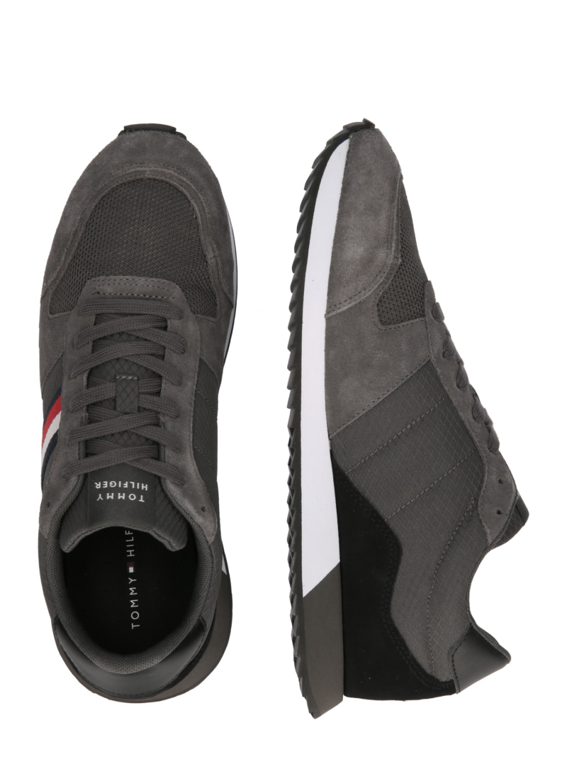 TOMMY HILFIGER Sneaker low  gri închis / negru / alb murdar