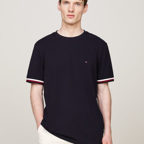 TOMMY HILFIGER Tricou 'Global Stripe'  albastru noapte / rubiniu / alb