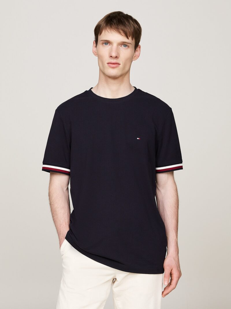 TOMMY HILFIGER Tricou 'Global Stripe'  albastru noapte / rubiniu / alb