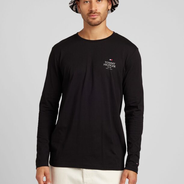 TOMMY HILFIGER Tricou 'STACK'  negru / alb