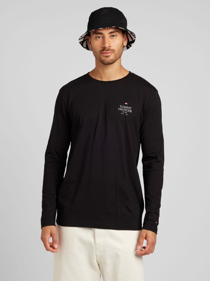 TOMMY HILFIGER Tricou 'STACK'  negru / alb