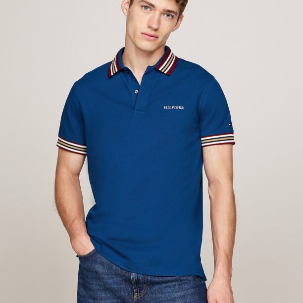 TOMMY HILFIGER Tricou  albastru gențiană / portocaliu / roșu carmin / alb