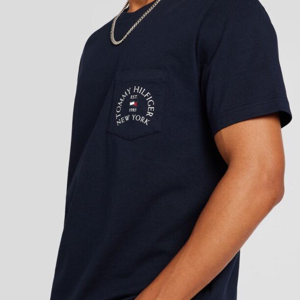 TOMMY HILFIGER Tricou  albastru închis / alb