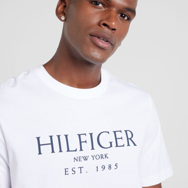 TOMMY HILFIGER Tricou  albastru închis / alb