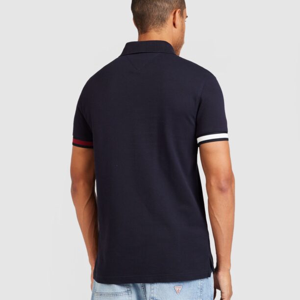 TOMMY HILFIGER Tricou  albastru închis / roșu carmin / alb