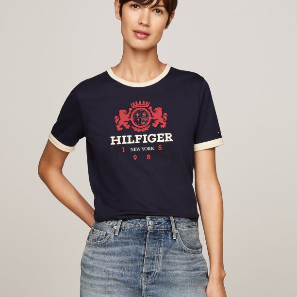 TOMMY HILFIGER Tricou  albastru marin / roșu / alb