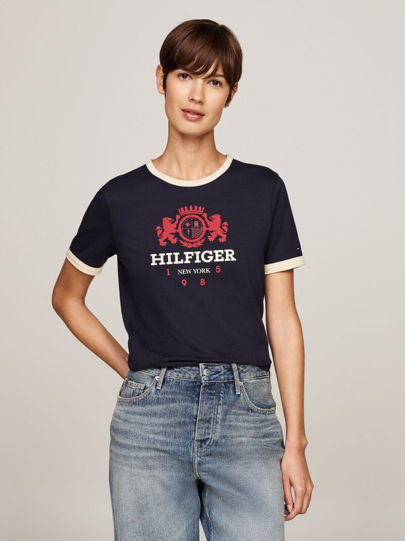 TOMMY HILFIGER Tricou  albastru marin / roșu / alb