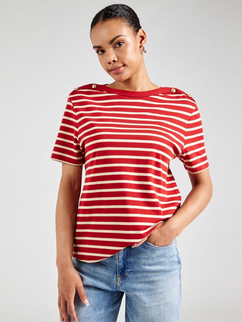 TOMMY HILFIGER Tricou  ecru / roși aprins