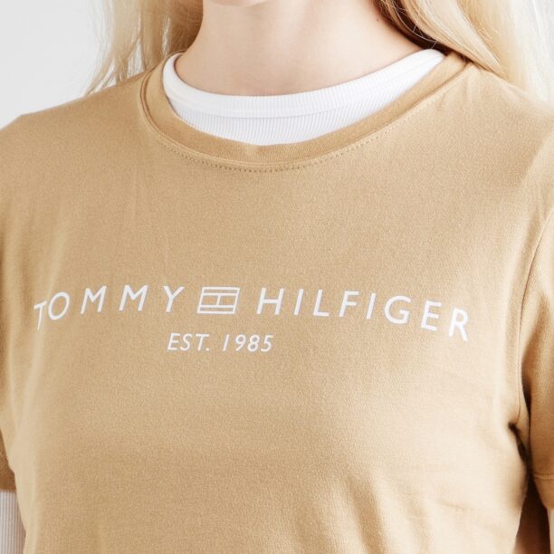 Preţ TOMMY HILFIGER Tricou  maro cămilă / alb