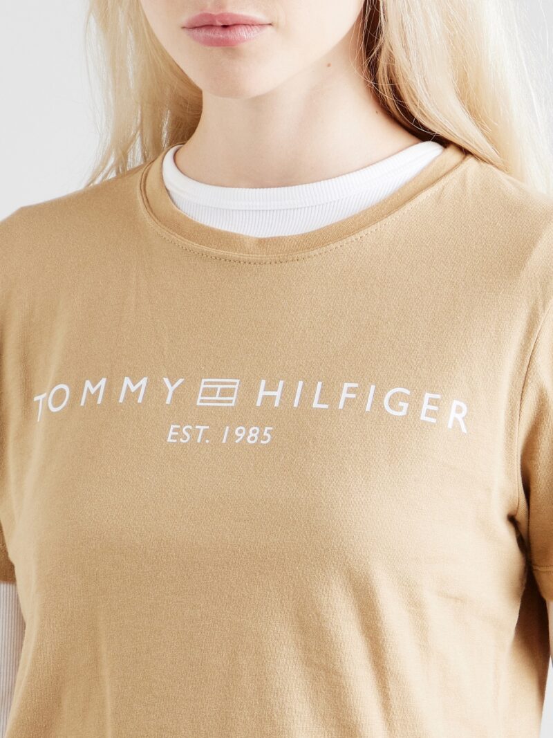 Preţ TOMMY HILFIGER Tricou  maro cămilă / alb