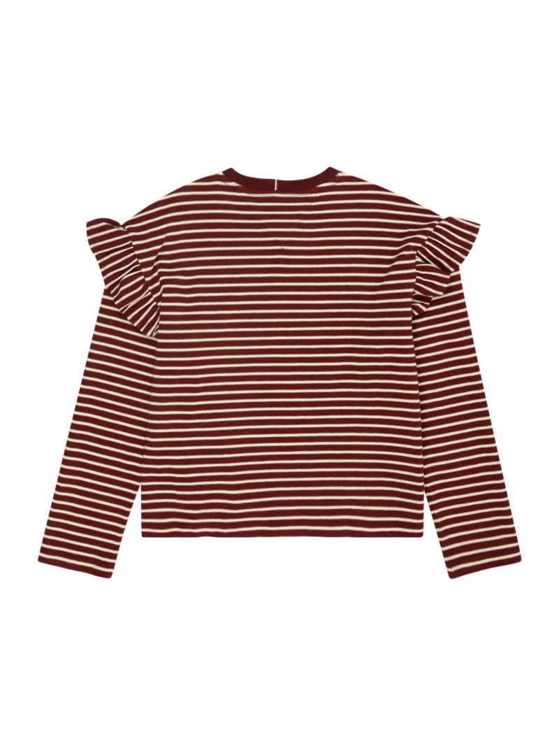 TOMMY HILFIGER Tricou  roșu merlot / alb